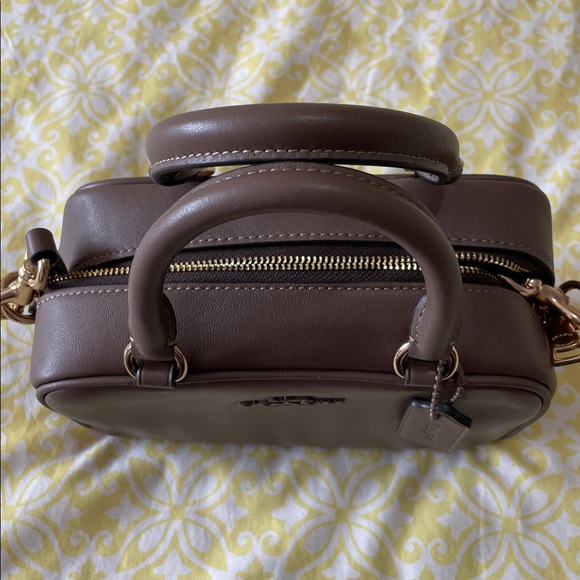 Coach Small Satchel Crossbody Leather Bag NWT Dark Stone Mocha Mousse Color - Picture 4 of 13